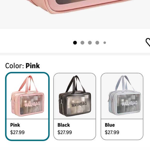 Chic Pink Transparent Washbag with Handles - Picture 2 of 3